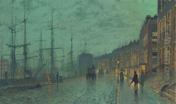 Glasgow Docks Oil Painting by John Atkinson Grimshaw