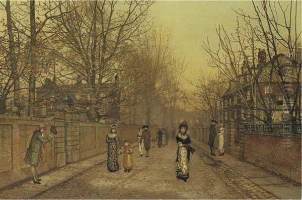 A Salutation Oil Painting by John Atkinson Grimshaw