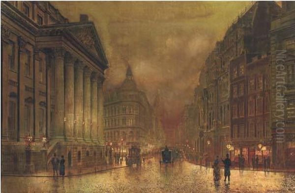 The Mansion House, London Oil Painting by John Atkinson Grimshaw