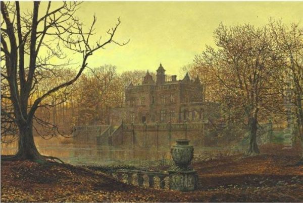 A Country Estate In Autumn Oil Painting by John Atkinson Grimshaw