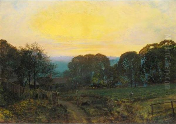 Twilight, The Vegetable Garden Oil Painting by John Atkinson Grimshaw