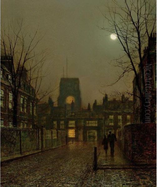 Old Chelsea Oil Painting by John Atkinson Grimshaw