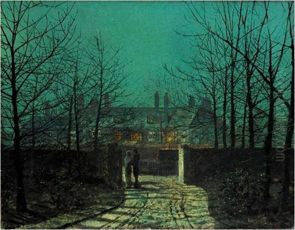 Lovers At The Gate Oil Painting by John Atkinson Grimshaw