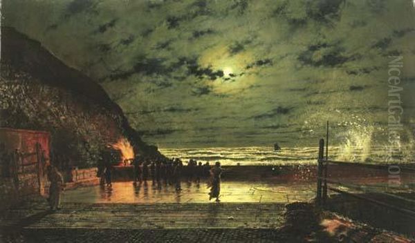 The Harbour Flare Oil Painting by John Atkinson Grimshaw