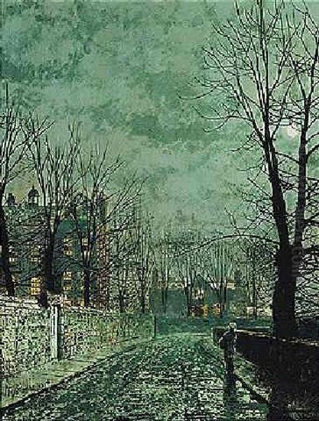 Moonlight Study Old English House Oil Painting by John Atkinson Grimshaw