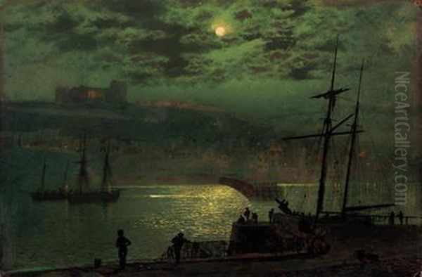 Whitby From Scotch Head Oil Painting by John Atkinson Grimshaw