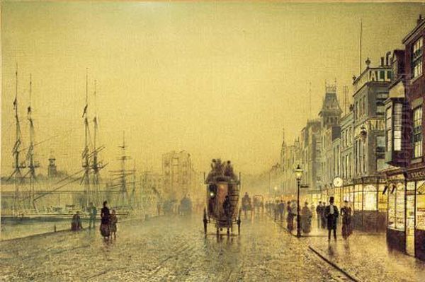 Glasgow, Saturday Night Oil Painting by John Atkinson Grimshaw