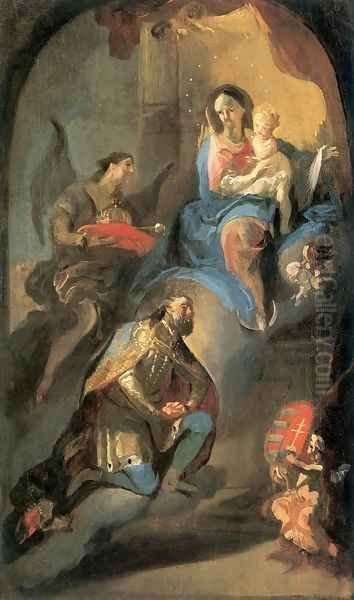 St Stephen Offering his Crown to Virgin Mary 1772 74 Oil Painting by Franz Anton Maulbertsch