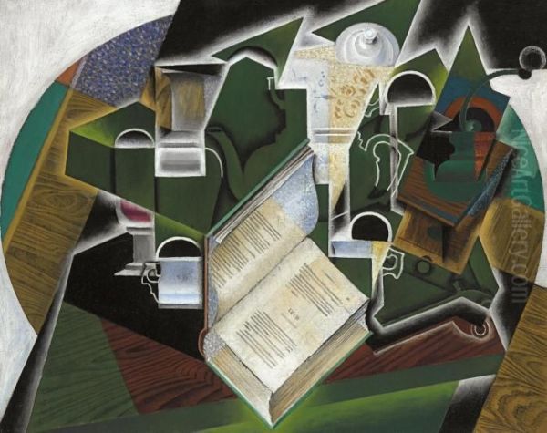 Livre, Pipe Et Verres Oil Painting by Juan Gris