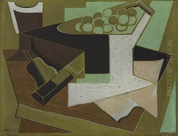 Grappe De Raisin Et Poire Oil Painting by Juan Gris