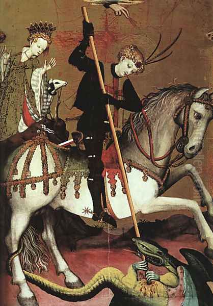 Retable of St George (detail 2) c. 1400 Oil Painting by Andres Marzal De Sax