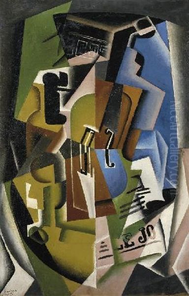 Violon Et Journal Oil Painting by Juan Gris