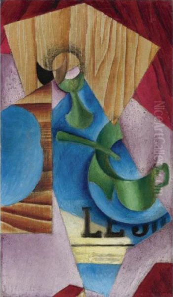 Verre, Tasse, Et Journal Oil Painting by Juan Gris