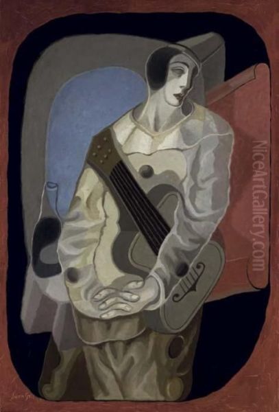 Le Pierrot A La Guitare Oil Painting by Juan Gris