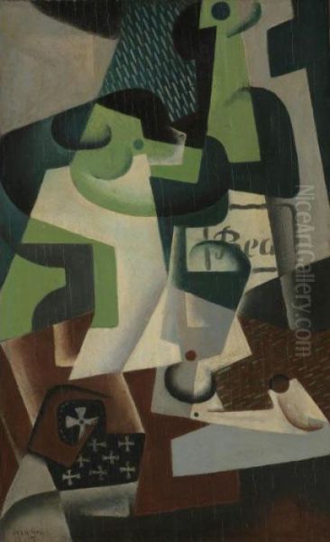 Bouteille De Beaune Et Compotier Oil Painting by Juan Gris