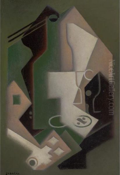 Bouteille, Pipe Et Cartes A Jouer Oil Painting by Juan Gris