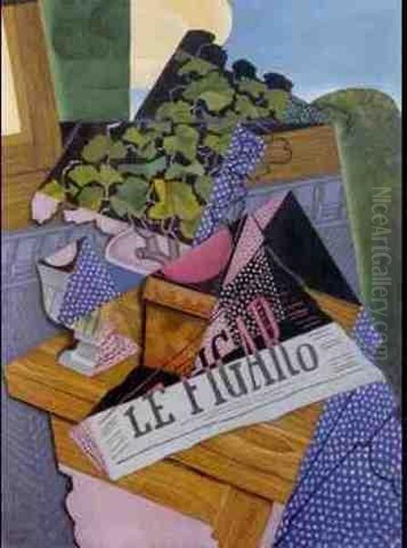 Pot De Geranium Oil Painting by Juan Gris