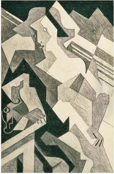 Arlequin Attable Oil Painting by Juan Gris