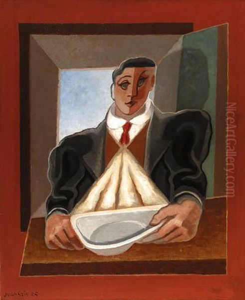 Homme Attabl Oil Painting by Juan Gris