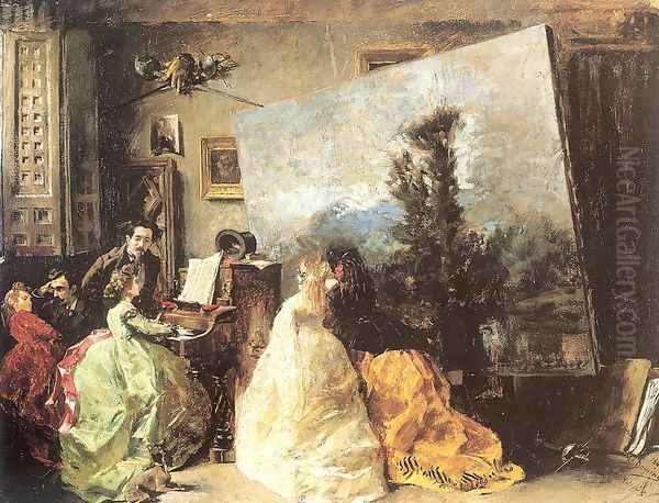 Interior of Munoz Degrain's Studio in Valencia 1867 Oil Painting by Francisco Domingo Marques