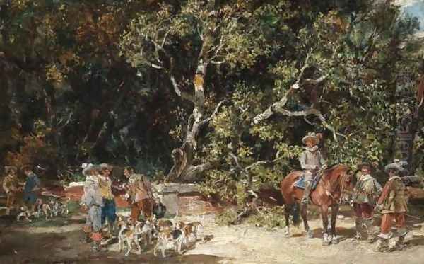 Departing for the Hunt (La Reala de Caza) Oil Painting by Francisco Domingo Marques