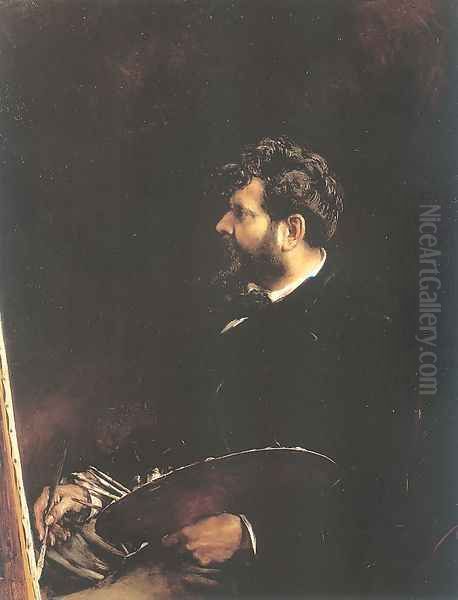 Self-Portrait 1884 Oil Painting by Francisco Domingo Marques