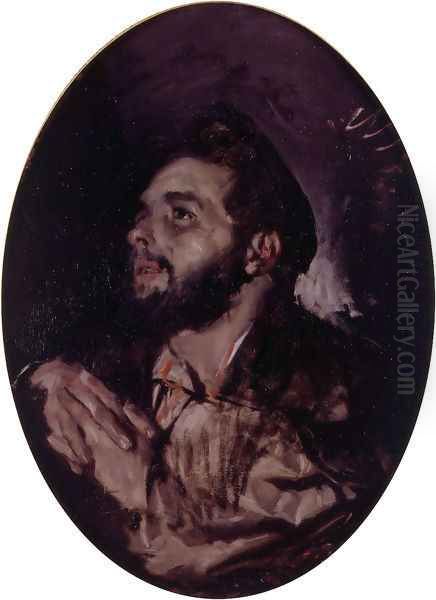 Retrato de D. Agustín Domingo, hermano del autor (Portrait of D. Agustín Domingo, the painter's brother) Oil Painting by Francisco Domingo Marques