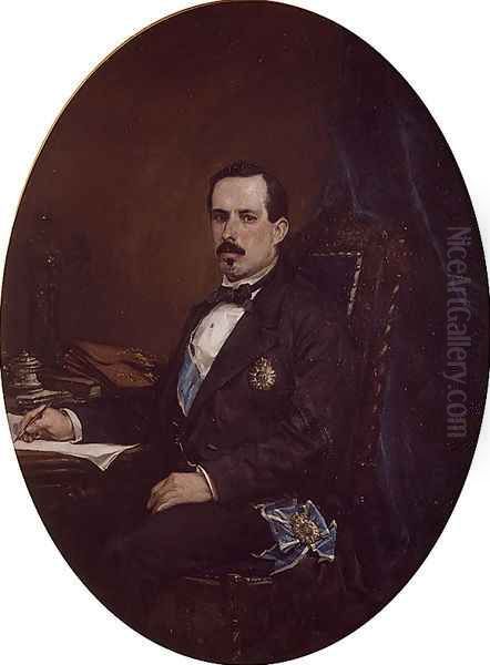 Retrato del Ministro de Fomento Manuel Ruiz Zorrilla (Portrait of Ministro de Fomento Manuel Ruiz Zorrilla) Oil Painting by Francisco Domingo Marques