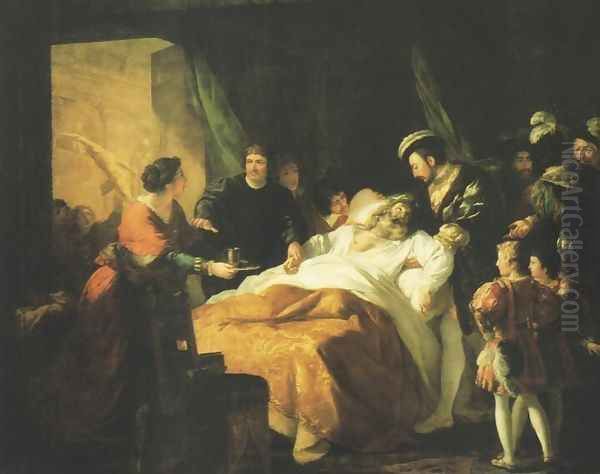 Death of Leonardo da Vinci Oil Painting by Francois Guillaume Menageot