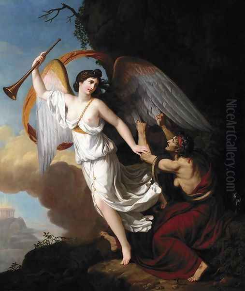 Envy Plucking the Wings of Fame 1806 Oil Painting by Francois Guillaume Menageot