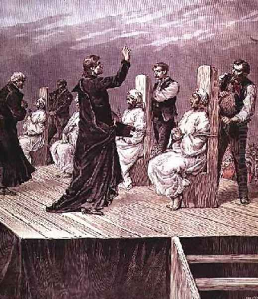 The Execution of the Xeres revolutionaries in Spain by the garotte from Le Petit Journal 1890s Oil Painting by Henri Meyer