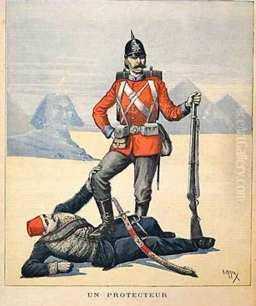 Great Britain depicted as the Protector of Egypt cartoon from Le Petit Journal 11th February 1893 Oil Painting by Henri Meyer