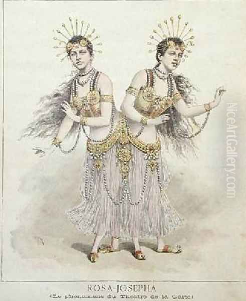 The Siamese Twins Rosa and Josepha Blazek from Le Petit Journal 1891 Oil Painting by Henri Meyer