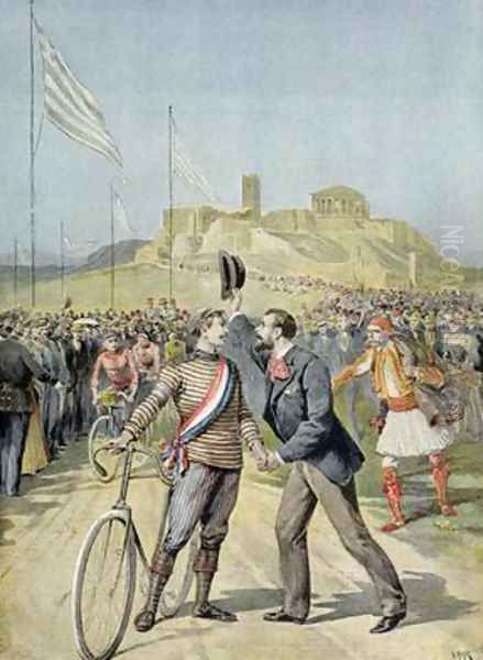 The Olympic Games in Athens from Le Petit Journal 26th April 1896 Oil Painting by Henri Meyer