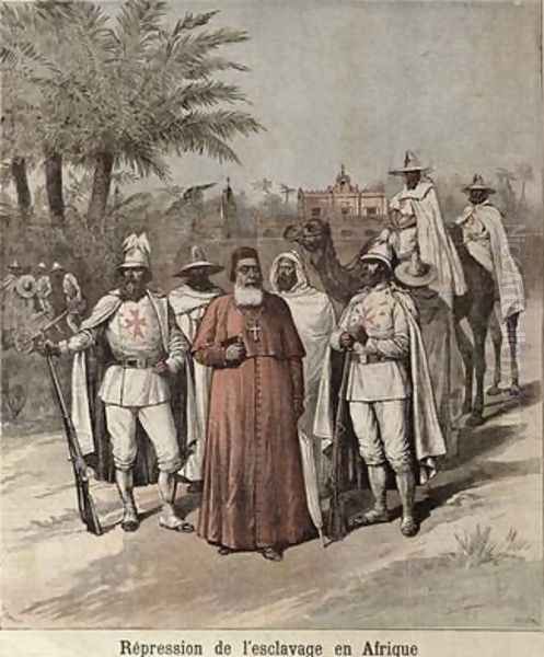 Cardinal Lavigerie 1825-92 and the White Fathers illustration to an article on the repression of slavery from Le Petit Journal April 1891 Oil Painting by Henri Meyer