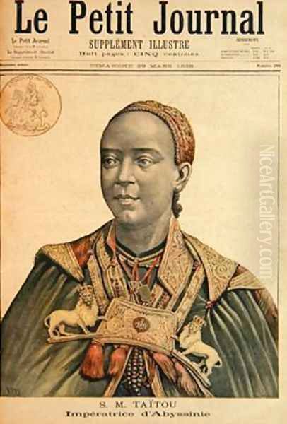 Portrait of the Taytu Betul 1851-1918 Empress of Ethiopia from Le Petit Journal 29th March 1896 Oil Painting by Henri Meyer