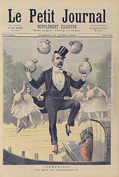 Georges Clemenceau 1841-1929 juggling bags of English money from Le Petit Journal 19th August 1893 Oil Painting by Henri Meyer