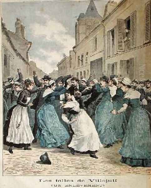 Arrest of Lunatics in Villejuif from Le Petit Journal 1891 Oil Painting by Henri Meyer