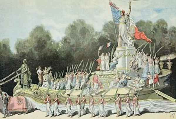 Chariot of the Triumph of the Republic at the National Festival, 22nd September 1892 from Le Petit Journal 24th September 1892 Oil Painting by Henri Meyer