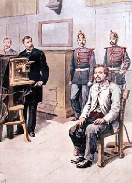 The Assassin of Choisy-le-Roy being photographed before Professor Bertillon from Le Petit Journal 7th May 1899 Oil Painting by Henri Meyer