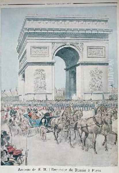 Tsar Nicolas II 1894-1917 in Paris from Le Petit Journal 11 October 1896 Oil Painting by Henri Meyer