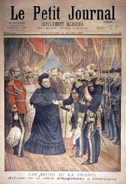 The French Hosts the Arrival of the Queen of England at Cherbourg front cover of Le Petit Journal 14 March 1897 Oil Painting by Henri Meyer