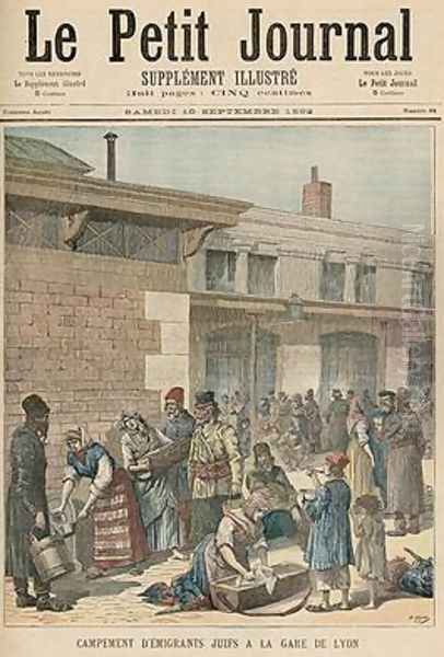 Jewish Refugee Camp in the Gare de Lyon from Le Petit Journal Supplement Illustre 10th September 1892 Oil Painting by Henri Meyer