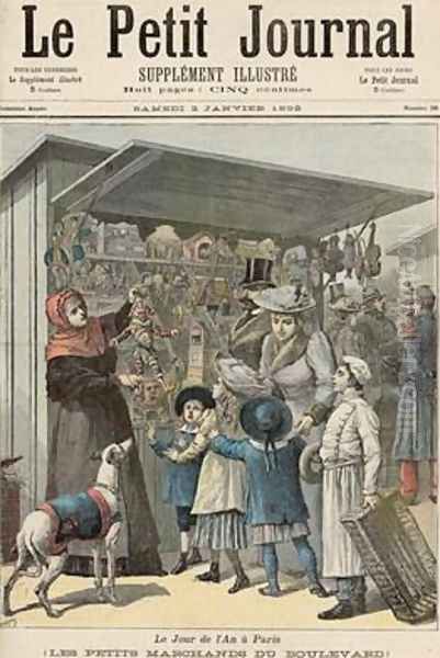 New Years Day in Paris The Little Stalls on the Boulevard cover of Le Petit Journal 2nd January 1892 Oil Painting by Henri Meyer