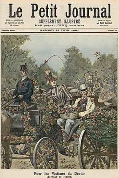 For the Victims of Duty The Battle of Flowers from Le Petit Journal 13th June 1891 Oil Painting by Henri Meyer