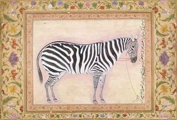 Zebra from the Minto Album 1621 Oil Painting by (Ustad Mansur) Mansur