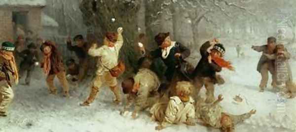 Snowballing 1865 Oil Painting by John Morgan