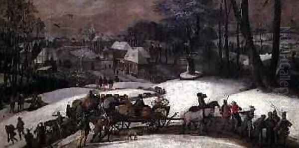 A Military Expedition in Winter 1590 Oil Painting by Gillis Mostaert