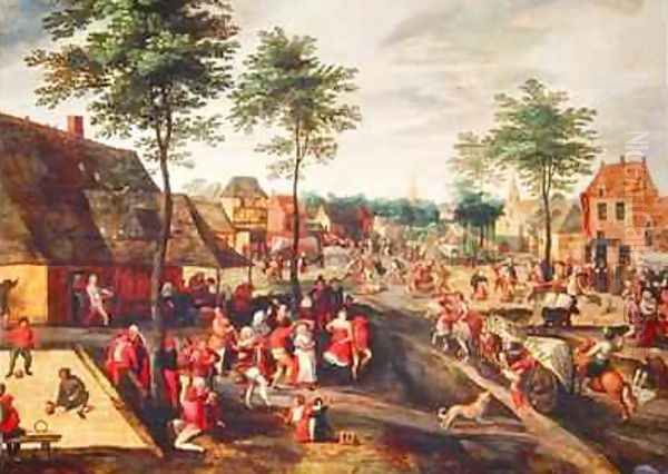 Flemish Kermesse Oil Painting by Gillis Mostaert