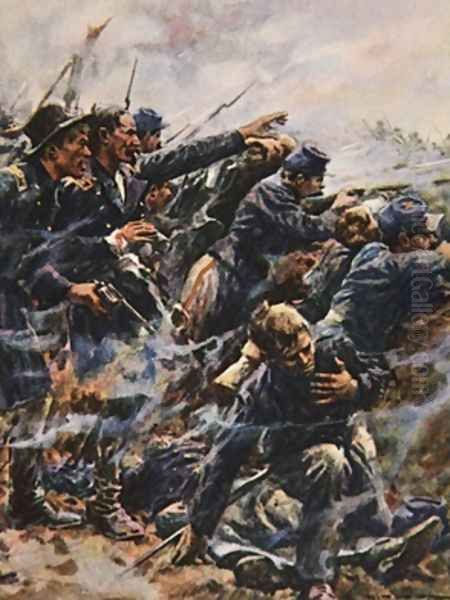 High Tide at Gettysburg illustration from This Country of Ours The Story of the United States Oil Painting by A.C. Michael